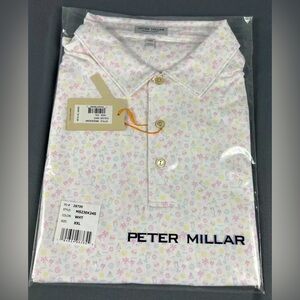 Peter Millar Golf Shirt Polo CS Summer Comfort Utopia Burger Print XXL White